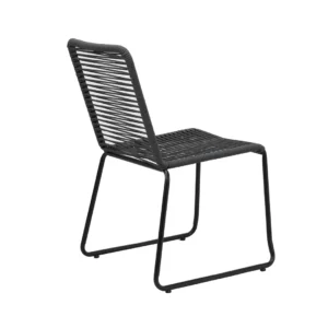 Lido charcoal rope outdoor dining chairs set of 2 with black metal frame