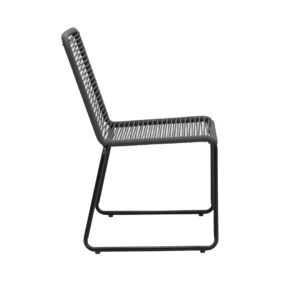 Lido charcoal rope outdoor chairs set of 2 with black metal frame for patio or garden