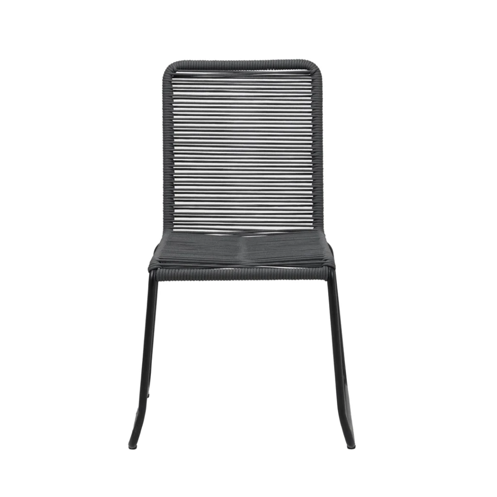 Lido charcoal rope outdoor dining chairs set of 2 with black metal frame
