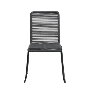 Lido charcoal rope outdoor dining chairs set of 2 with black metal frame