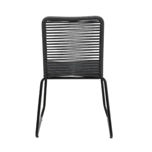 Lido charcoal rope outdoor chairs set of 2 with black metal frame for patio or garden