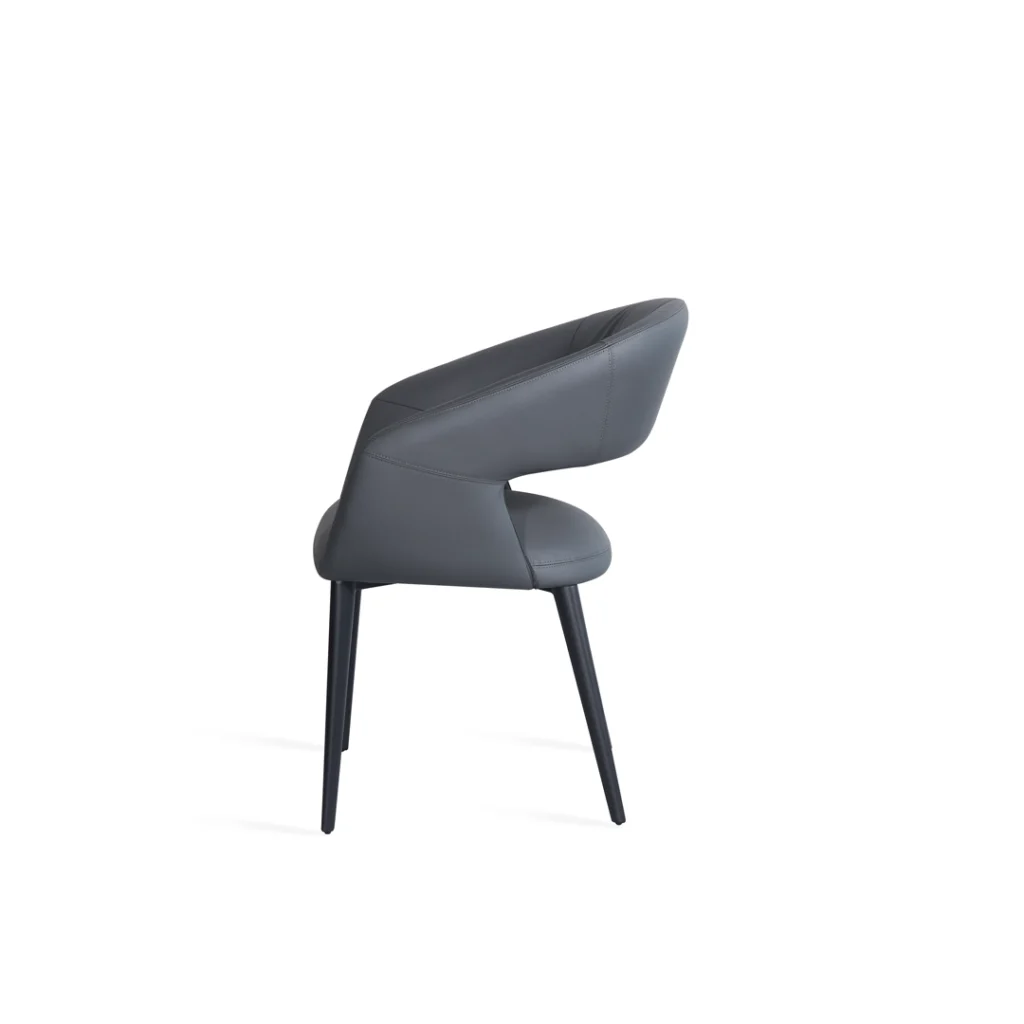 Charcoal and beige eco leather dining chairs with black metal frame set of 2