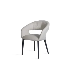 Beige eco-leather dining chairs set of 2 with black metal frame for modern interiors