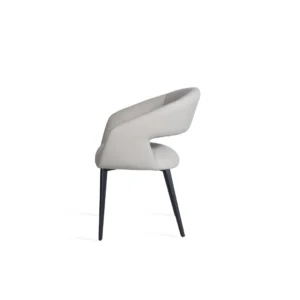 Beige eco-leather dining chairs set of 2 with black metal frame for modern dining room