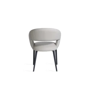 Beige eco-leather dining chairs set of 2 with black metal frame for modern dining room