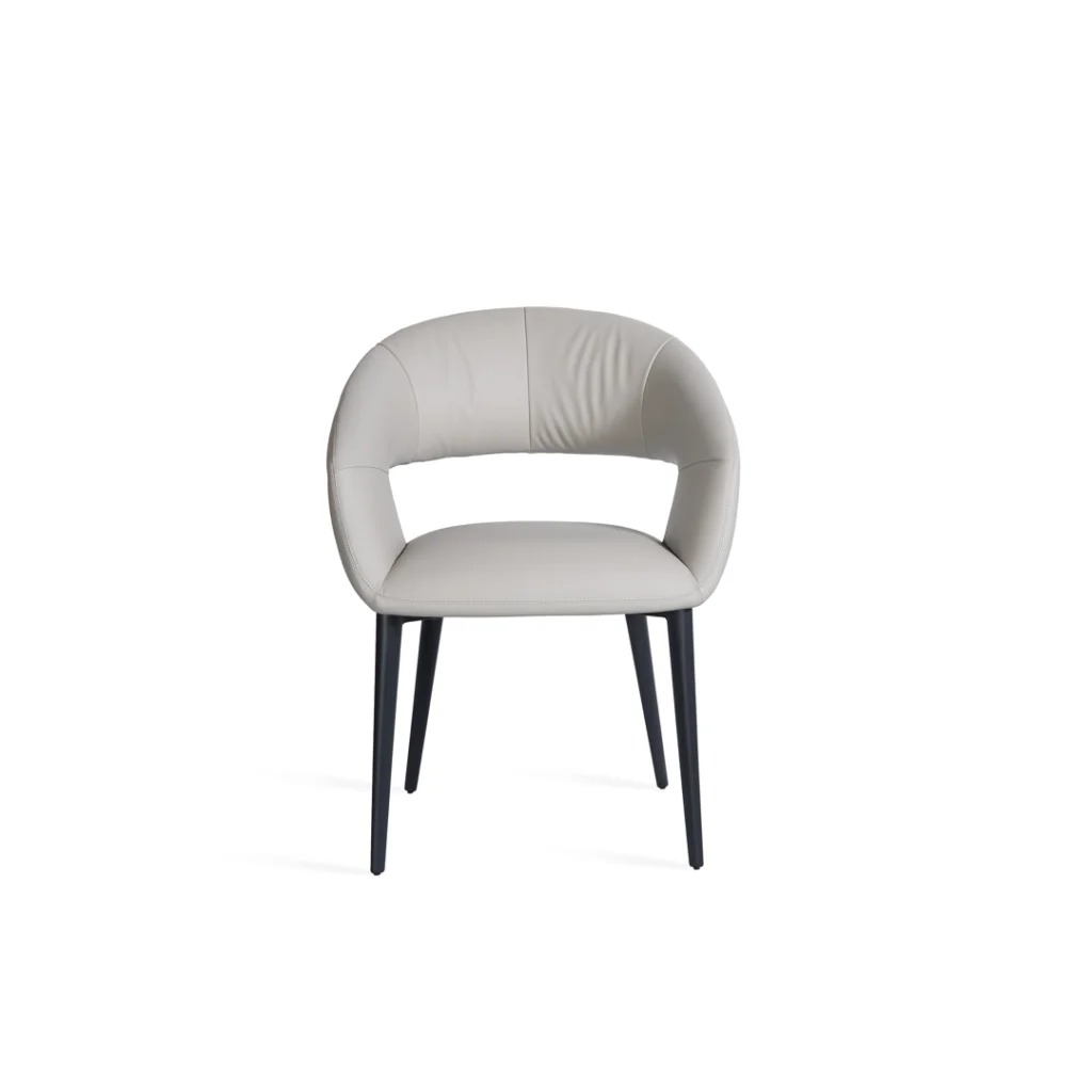 Beige eco-leather dining chairs set of 2 with black metal frame modern urban design