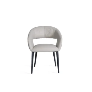 Beige eco-leather dining chairs set of 2 with black metal frame modern urban design