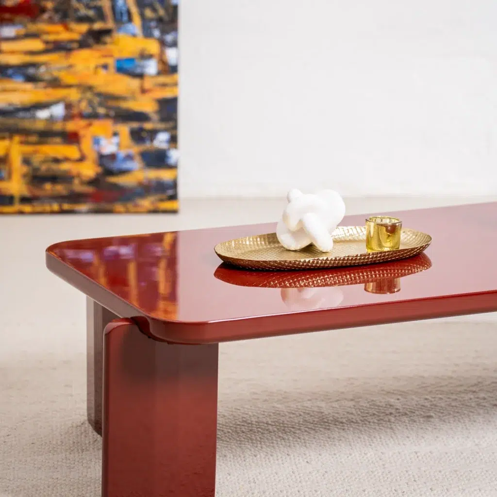 Lucky Red Gloss Coffee Table with glossy finish in modern living room
