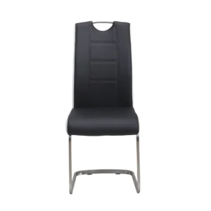 Liam dining chairs black white set of 2 with brushed stainless steel handle and eco leather upholstery