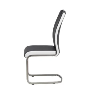 Liam dining chairs black white set of 2 with brushed stainless steel handle and eco leather upholstery