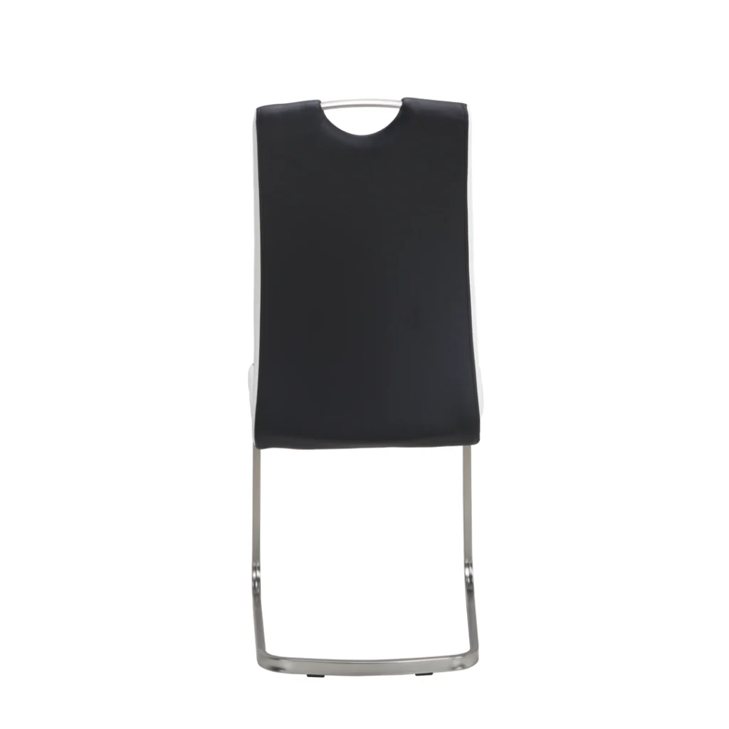 Liam dining chairs black white set of 2 with brushed stainless steel handle and eco leather upholstery