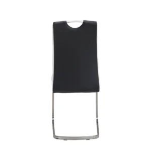 Liam dining chairs black white set of 2 with brushed stainless steel handle and eco leather upholstery