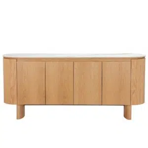 Lucerne Buffet natural ash veneer with matte ceramic marble top for dining room storage