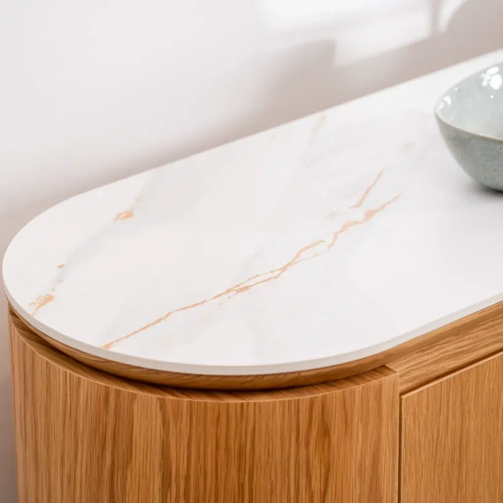 Lucerne Buffet natural ash with ceramic marble top for dining room storage