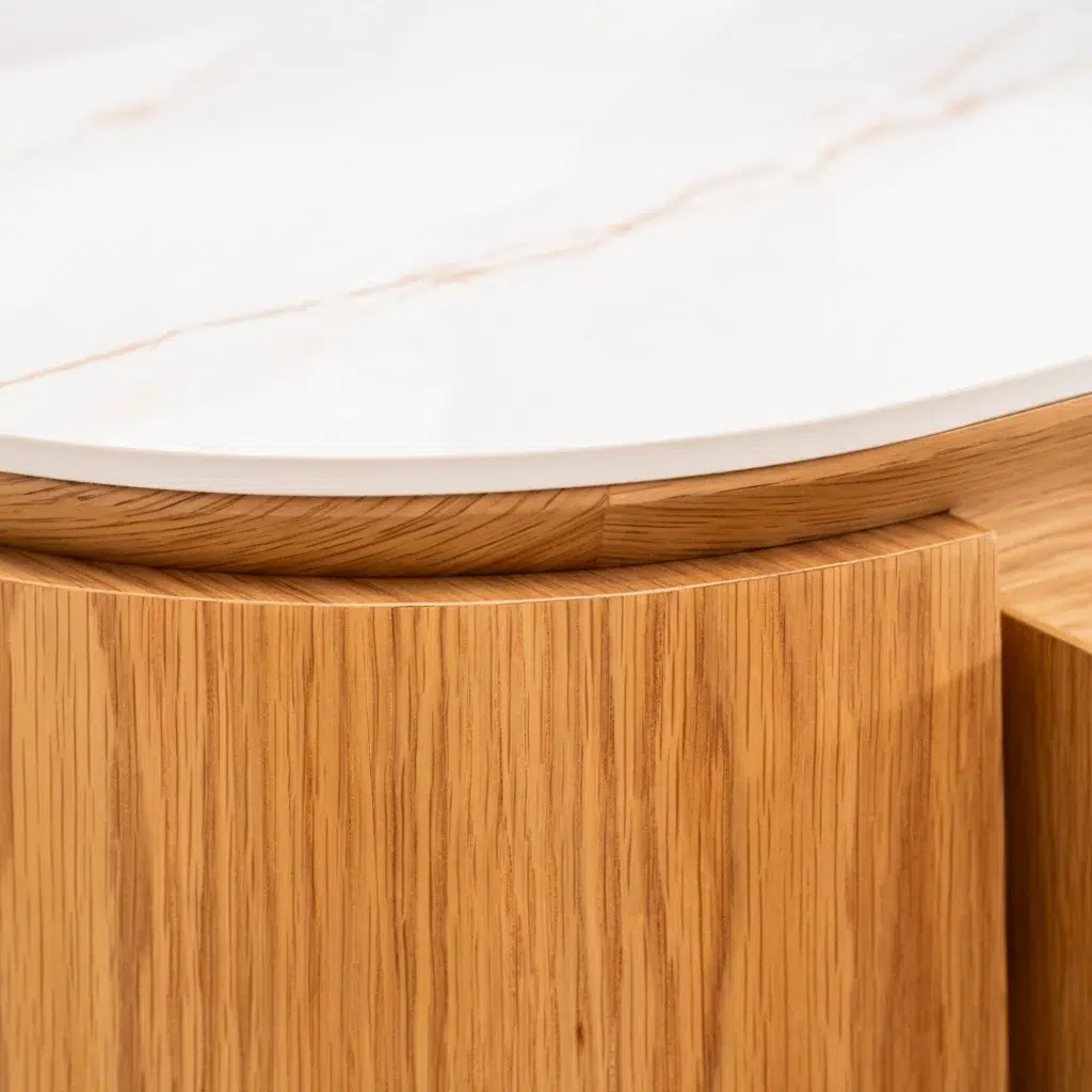 Lucerne Buffet natural ash veneer with ceramic marble top for dining room storage