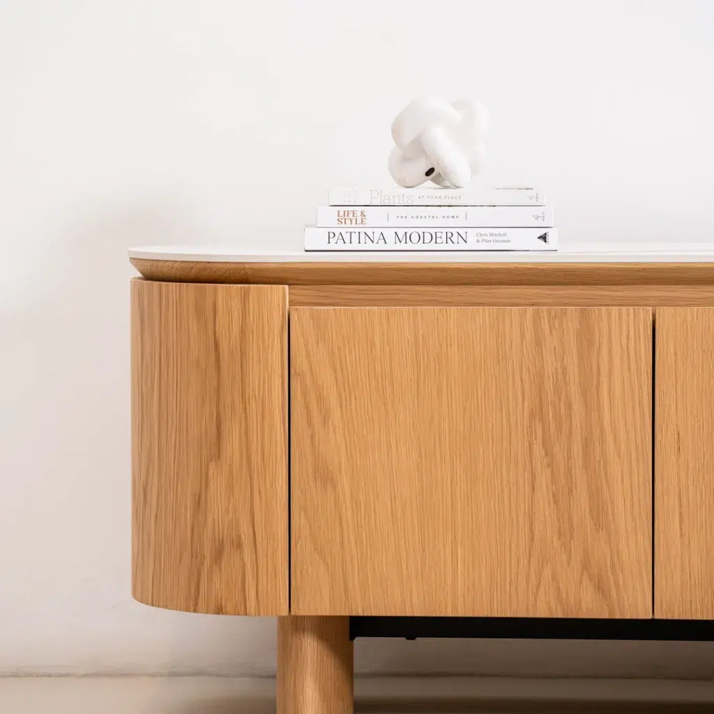 Lucerne Buffet natural ash with ceramic marble top for dining room storage