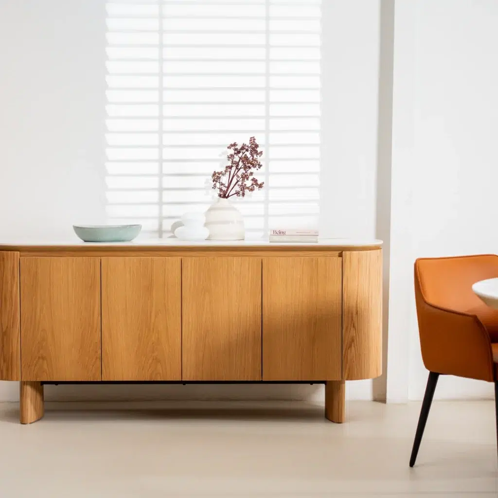 Lucerne Buffet natural ash with ceramic marble top for dining room storage