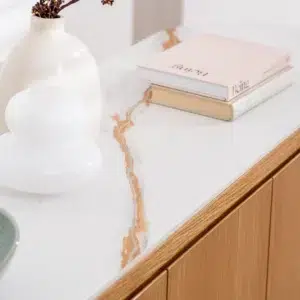 Lucerne Buffet natural ash veneer with matte ceramic marble top for dining room storage