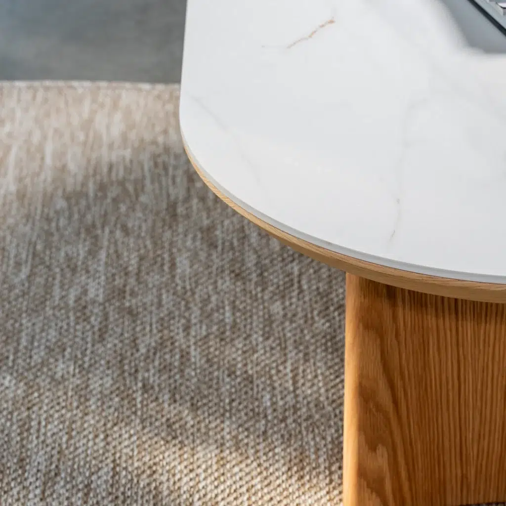 Lucerne Coffee Table natural ash veneer with white marble ceramic top modern living room furniture