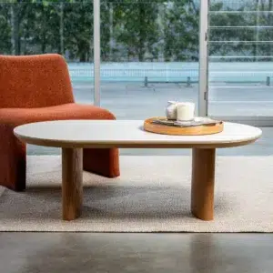 Lucerne Coffee Table with Ceramic Marble-Effect Top and Ash Veneer Legs