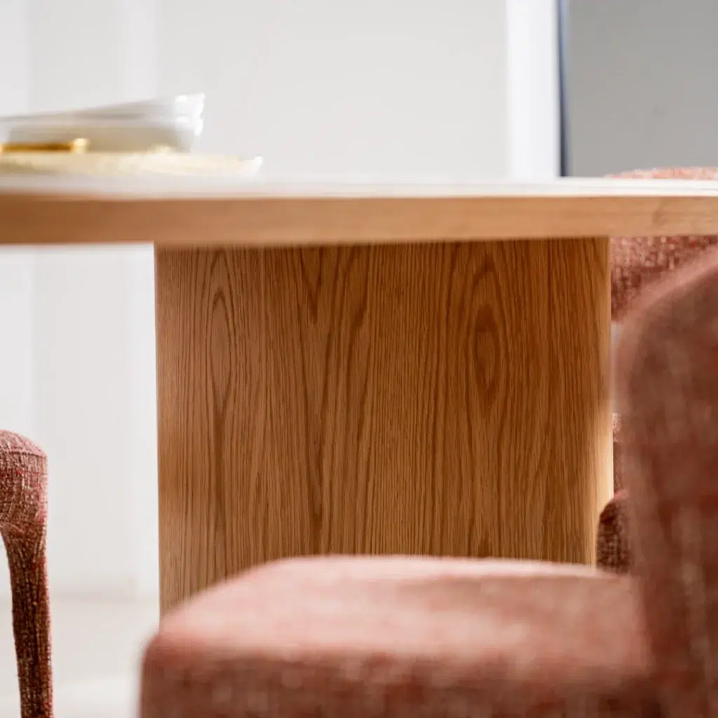 Lucerne 2.0m dining table with natural ash legs and marble-effect ceramic top