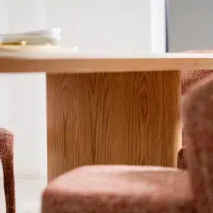 Lucerne 2.0m dining table with natural ash legs and marble-effect ceramic top