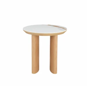 Lucerne Side Table natural ash veneer with matte ceramic top minimalist design