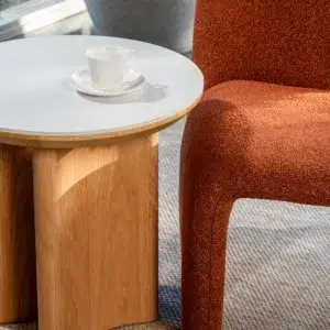 Lucerne Side Table natural ash veneer with ceramic top minimalist design