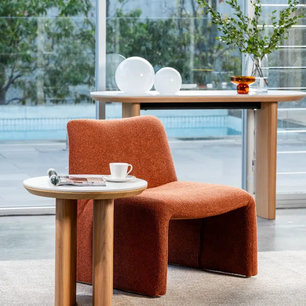 Lucerne Side Table natural ash veneer with ceramic top minimalist design