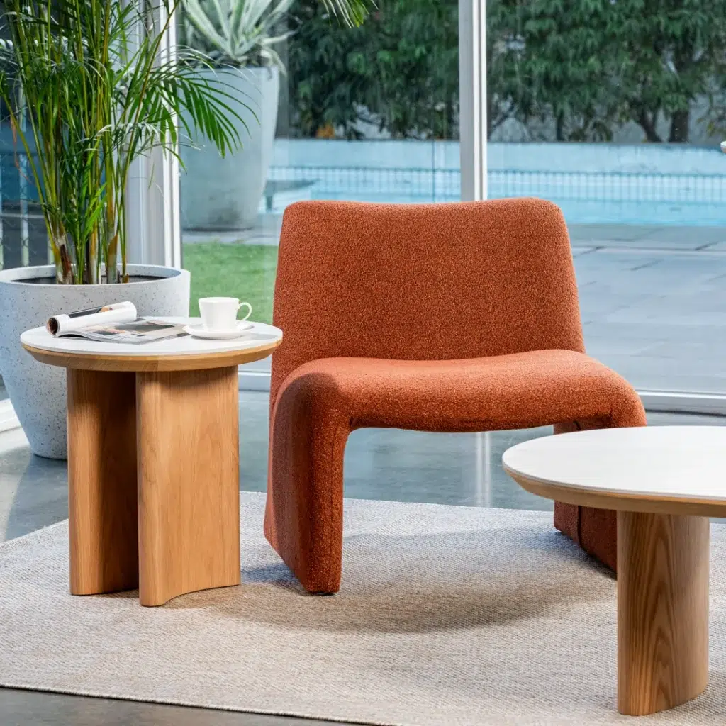 Lucerne Side Table natural ash veneer with ceramic top minimalist design