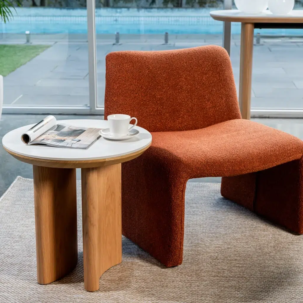 Lucerne Side Table natural ash veneer with ceramic top minimalist design