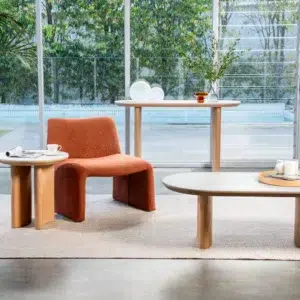 Lucerne Coffee Table natural ash veneer with white marble ceramic top modern living room furniture