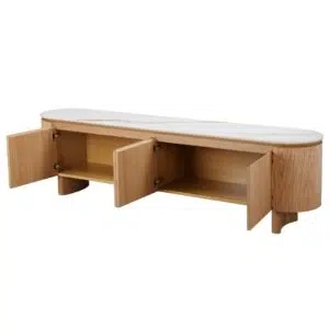 Lucerne Natural TV Unit with Ceramic Top and White Oak Veneer for Modern Living Room