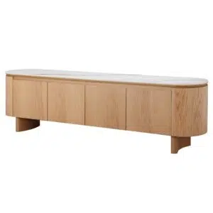 Lucerne Natural TV Unit with Ceramic Top and White Oak Veneer for Living Room