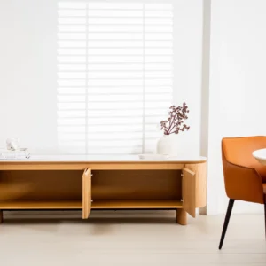 Lucerne Natural TV Unit with Ceramic Top and White Oak Veneer for Modern Living Room