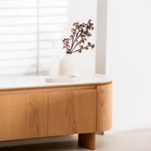Lucerne Natural TV Unit with Ceramic Top and White Oak Veneer for Modern Living Room