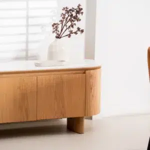 Lucerne Natural TV Unit with Ceramic Top and White Oak Veneer for Living Room