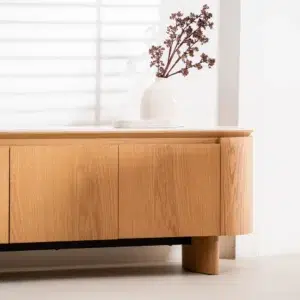 Lucerne Natural TV Unit with Ceramic Top and White Oak Veneer for Living Room