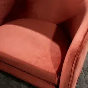 Rust velvet loft occasional chair with elegant design and ergonomic seating for living room or bedroom