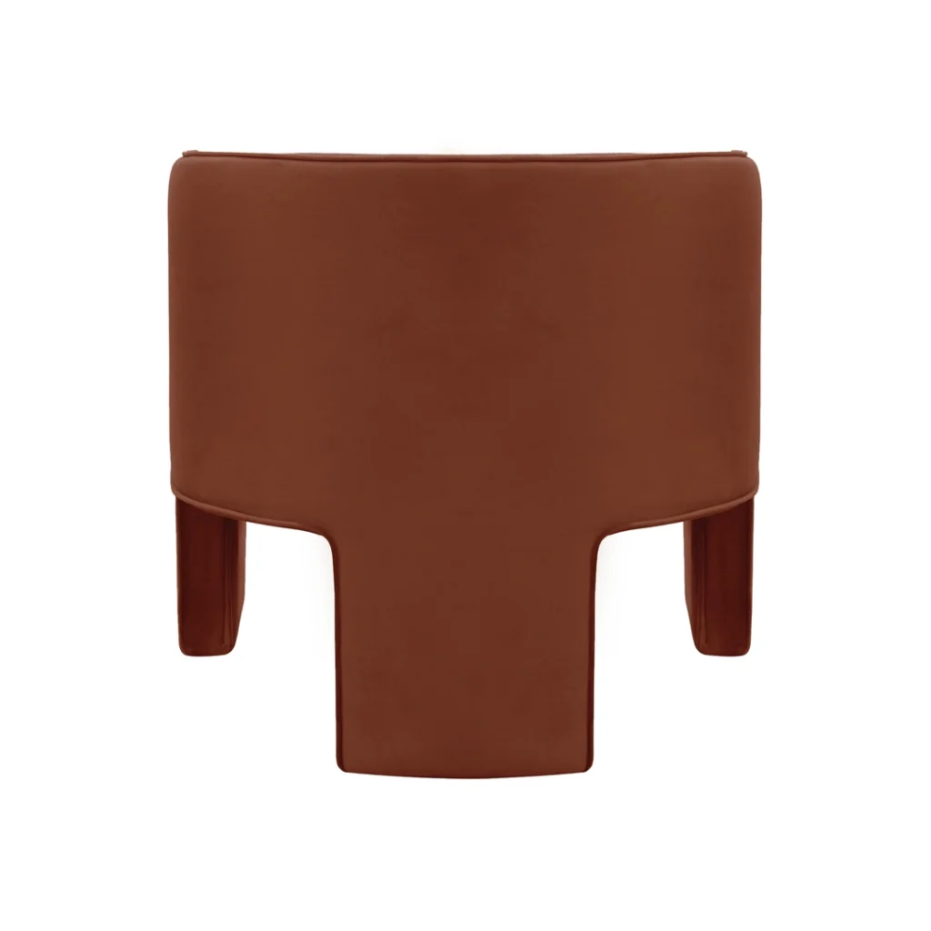 Rust velvet loft occasional chair with modern design and ergonomic seating for living room or bedroom