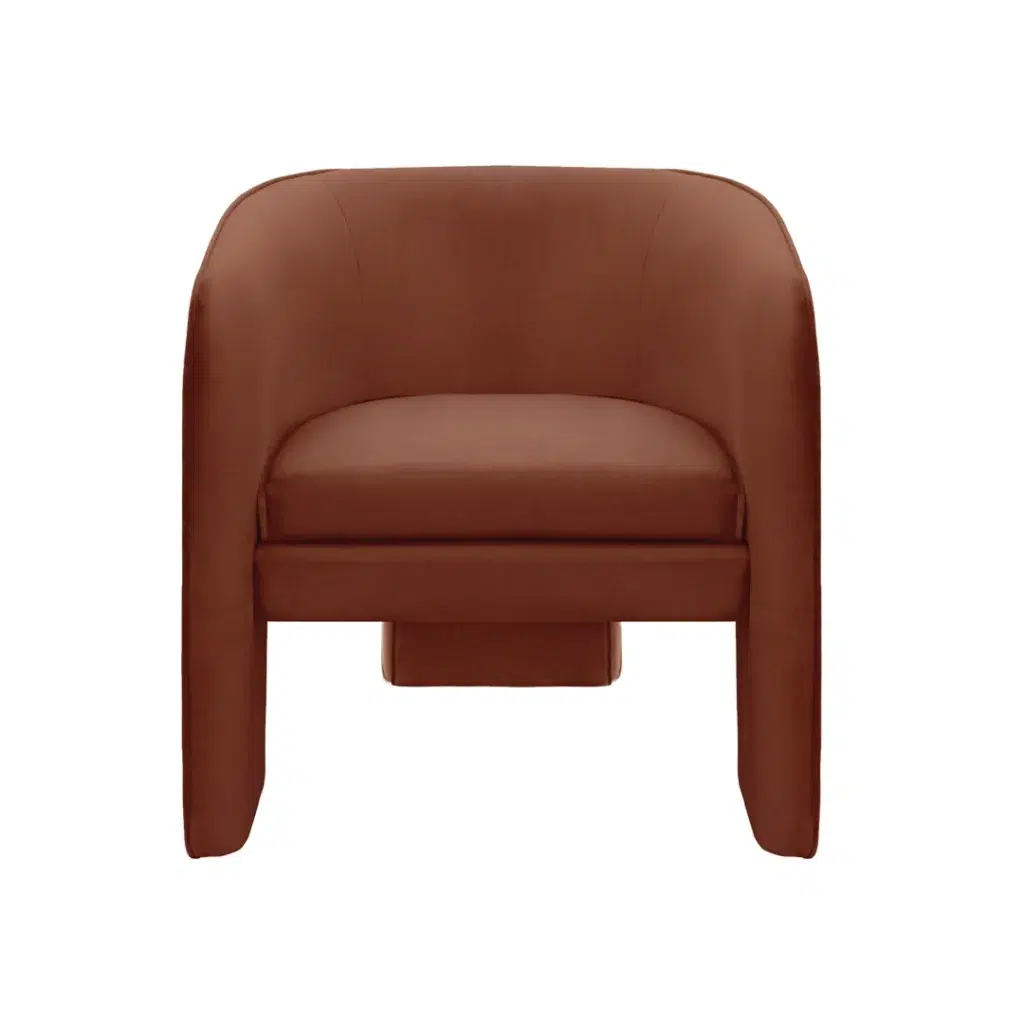 Rust velvet loft occasional chair with modern design and ergonomic seating