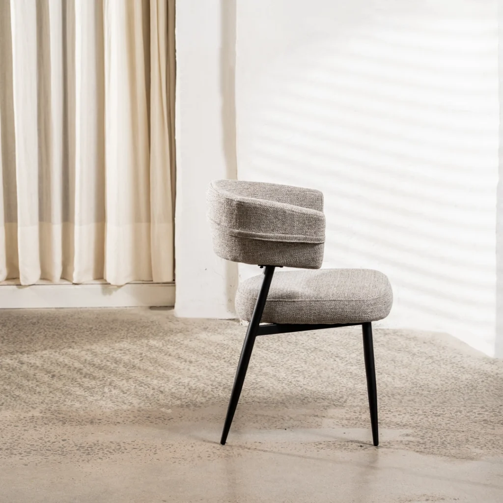 Laurance granite textured dining chairs set of 2 with black metal frame for modern dining rooms