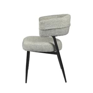 Laurance dining chairs granite set of 2 with linen fabric and black metal frame