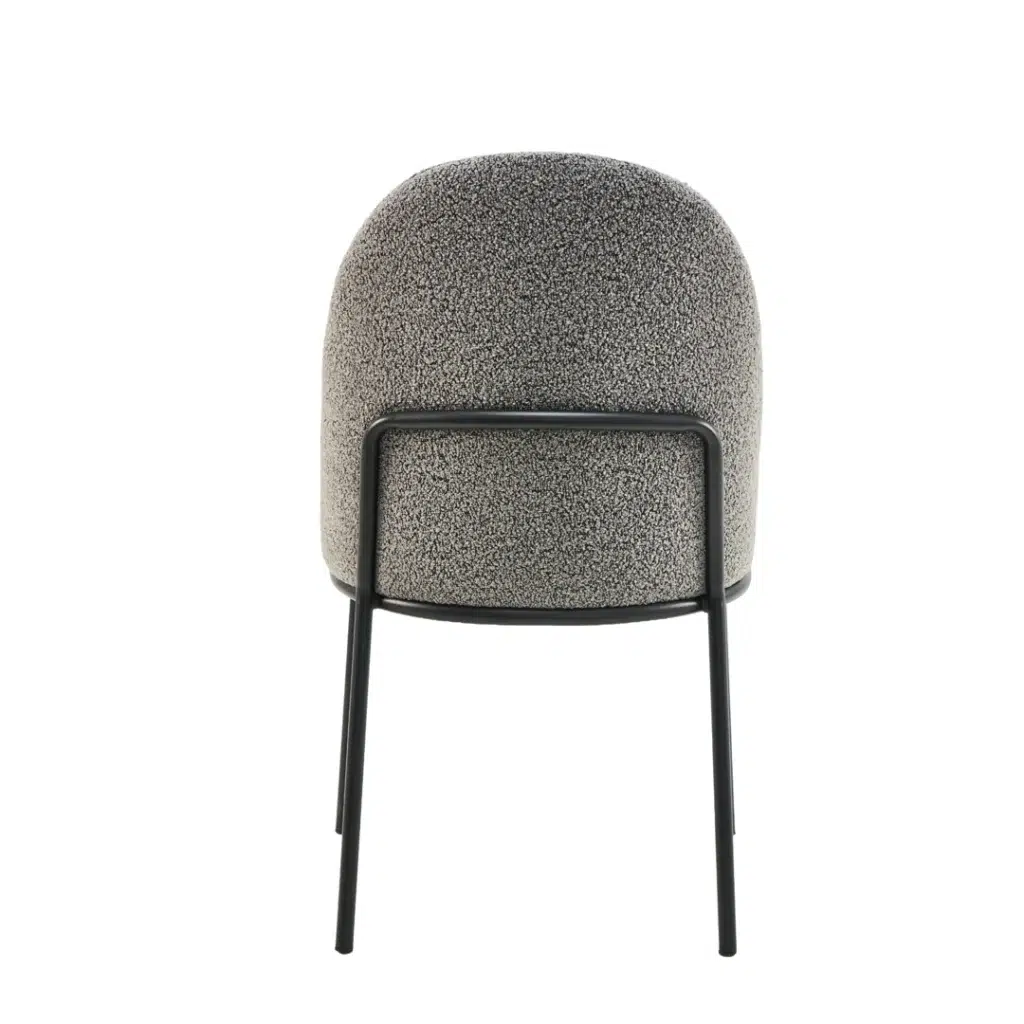 Lisbon Dining Chairs Slate Set of 2 with Boucle Upholstery and Black Metal Frame