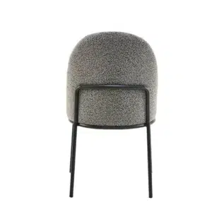 Lisbon Dining Chairs Slate Set of 2 with Boucle Upholstery and Black Metal Frame