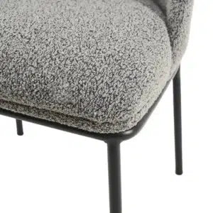 Lisbon Dining Chairs Slate Set of 2 with Boucle Upholstery and Black Metal Frame