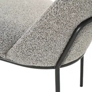 Lisbon Dining Chairs Slate Set of 2 with Boucle Upholstery and Black Metal Frame