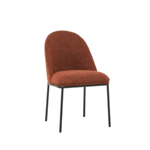 Lisbon dining chairs set of 2 terracotta boucle fabric modern high back dining chairs with black metal frame