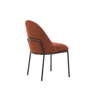 Lisbon dining chairs set of 2 in terracotta boucle fabric with black metal frame