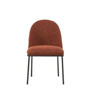 Lisbon dining chairs set of 2 in terracotta boucle fabric with black metal frame